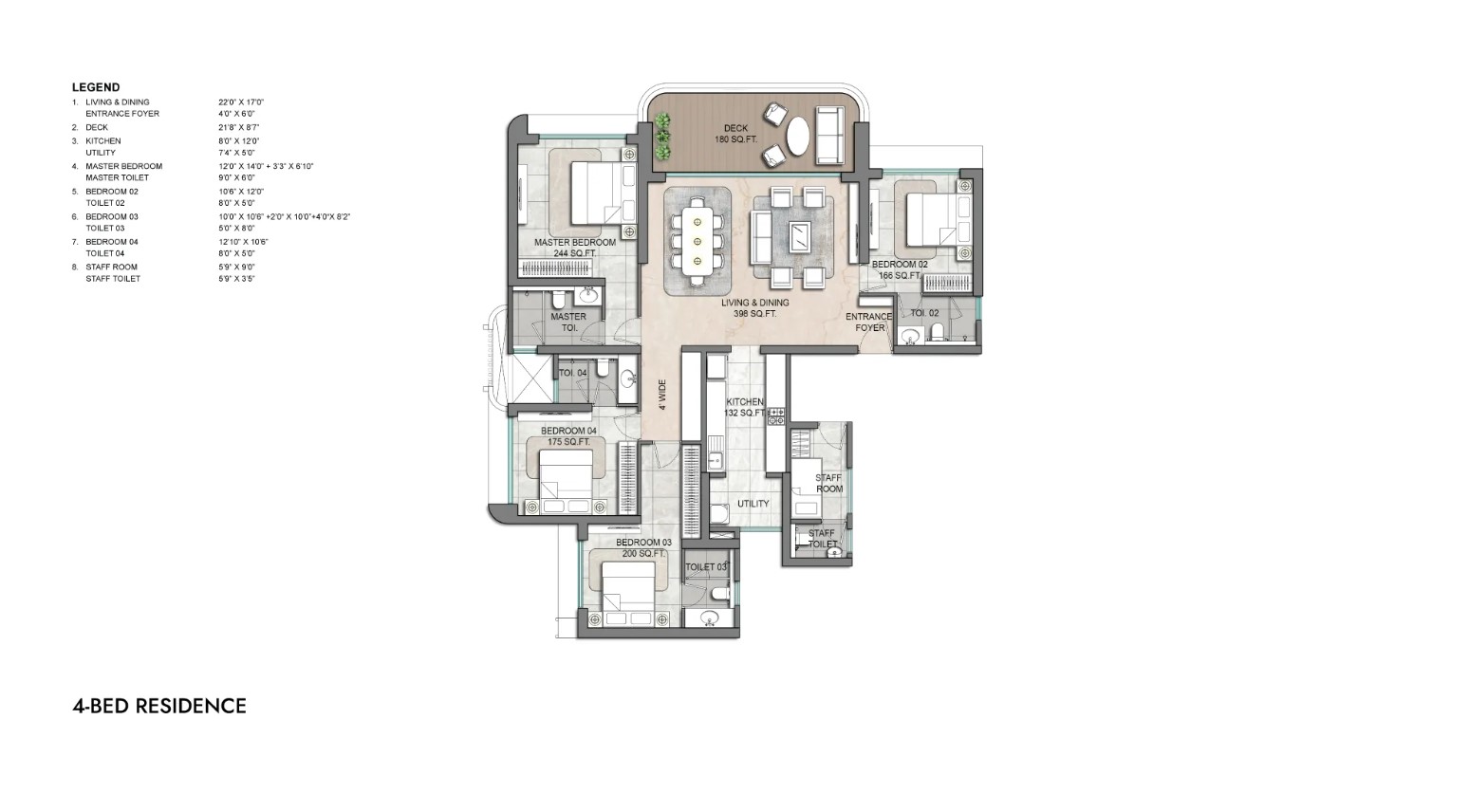 4 Bed floor plan